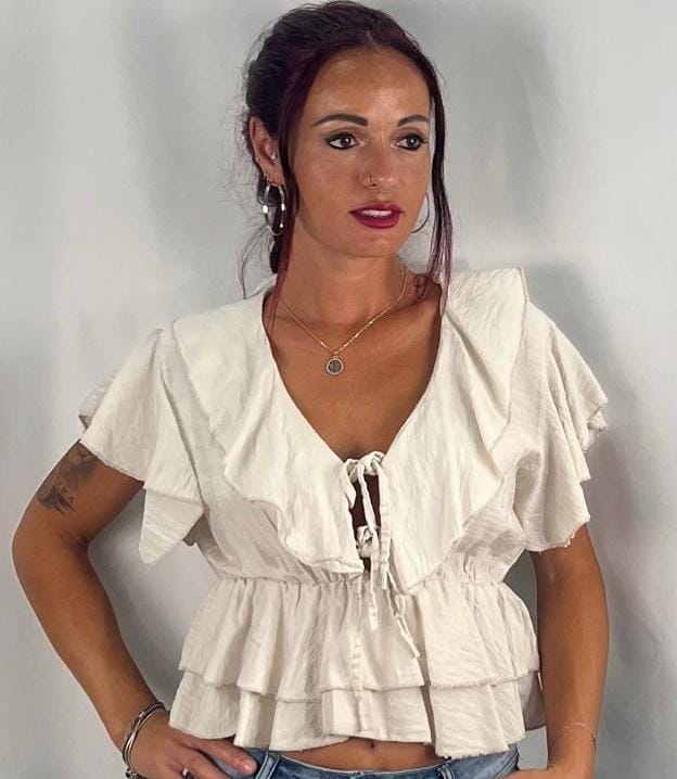 BLUSA DE VOLANTE TALLA UNICA